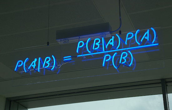 Bayes' theorem on display at the offices of HP Autonomy, in Cambridge, UK